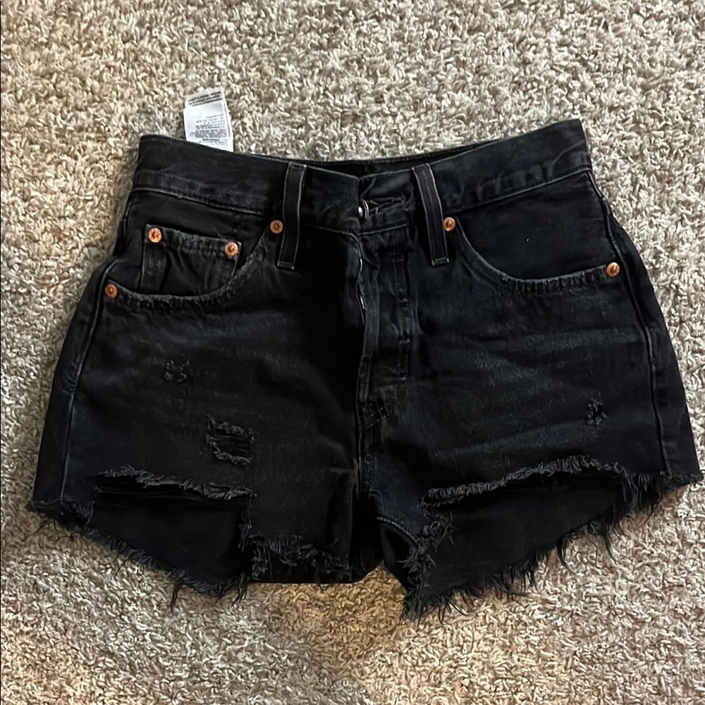 Women’s Levi’s 501 Black Distressed Short